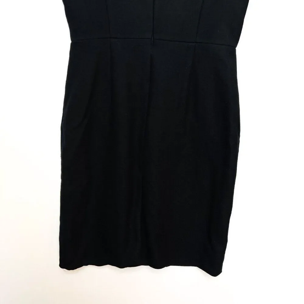 J. Crew Black Gray Chevron Sleeveless Shift Business Wool Blend Dress E1556